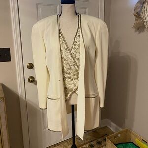 Vintage beaded 3 piece evening suit size 8 Ivory
